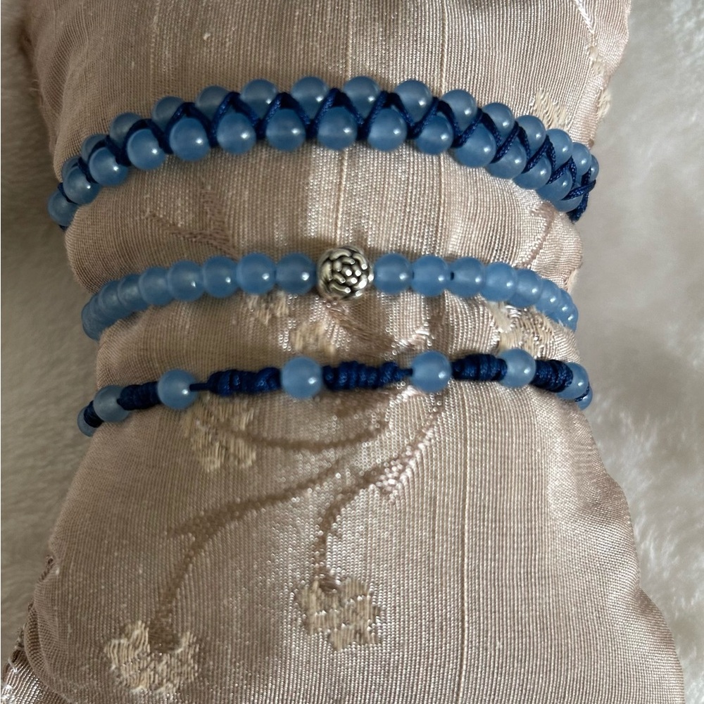 Blue Beaded Bracelet Set